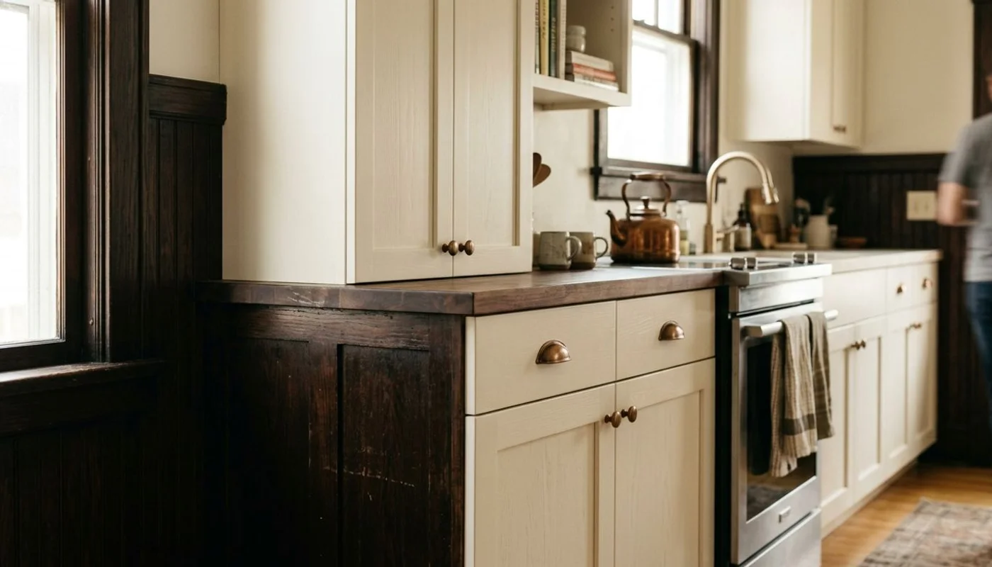 New cabinetry blending with original woodwork in older Columbus home