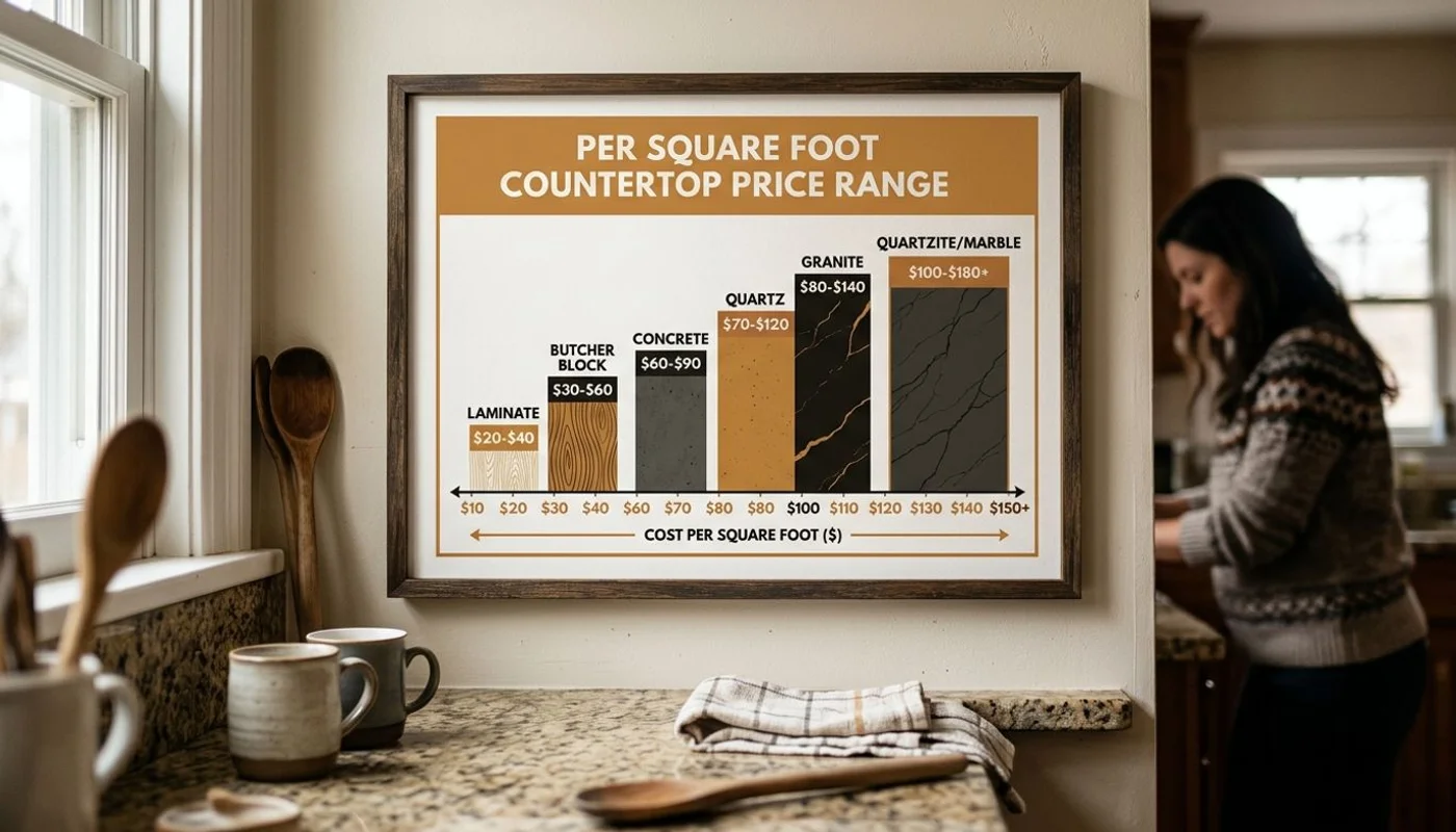 Per-square-foot countertop price range graphic